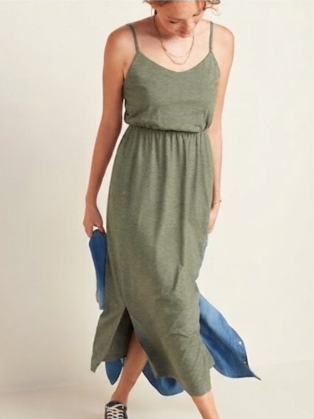 Old Navy Waisted Knit Maxi Dress in Royal Pine Green Size Large